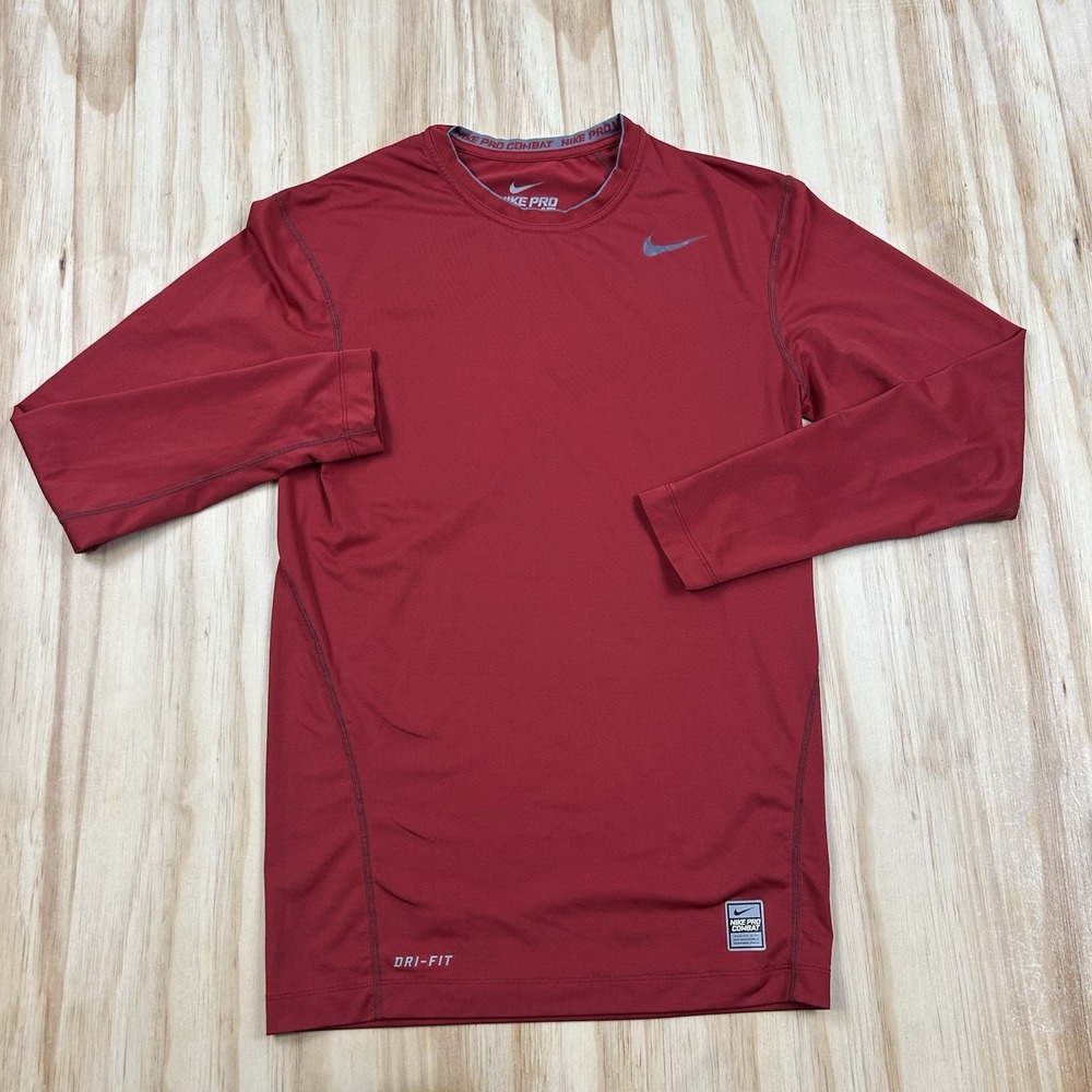 Nike Pro Combat Dri-FIT Men's Large Red Compression Long Sleeve Shirt